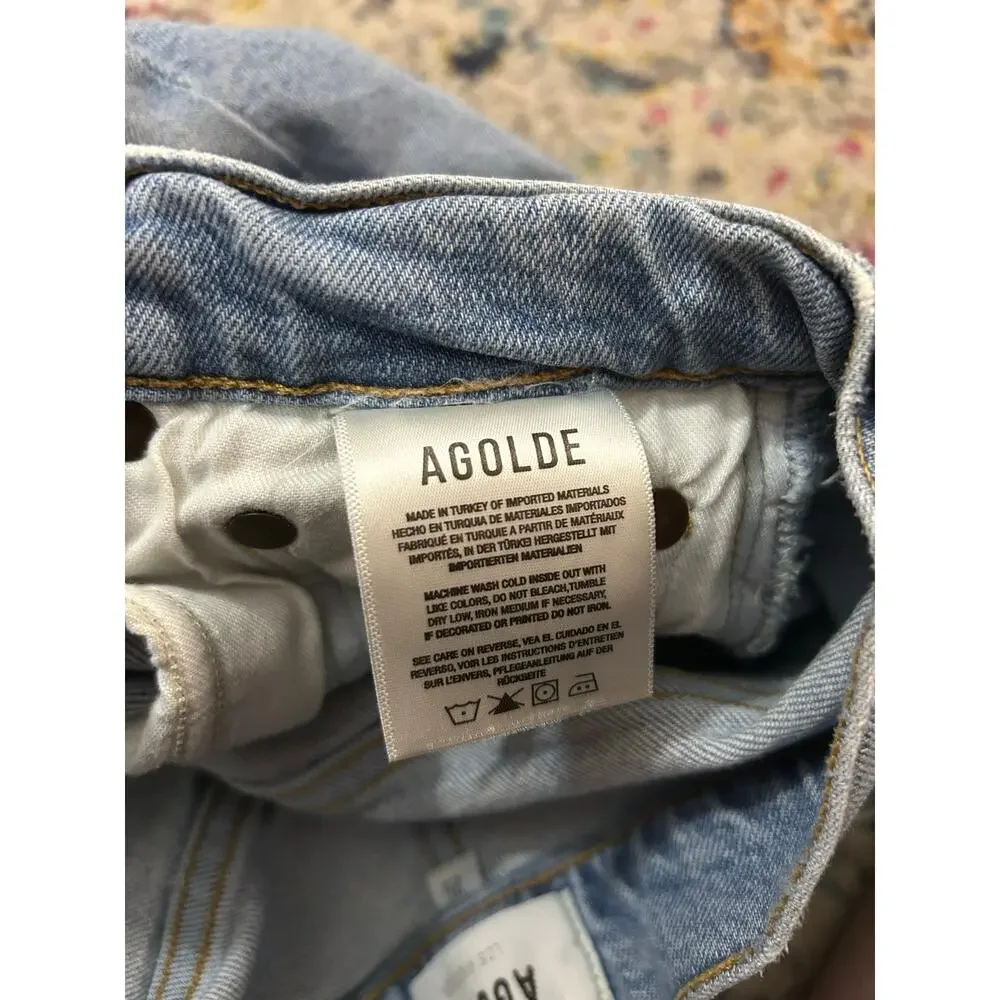 Agolde Riley Crop Jeans Women 25 High Rise Distressed Button Fly Organic Capsule
